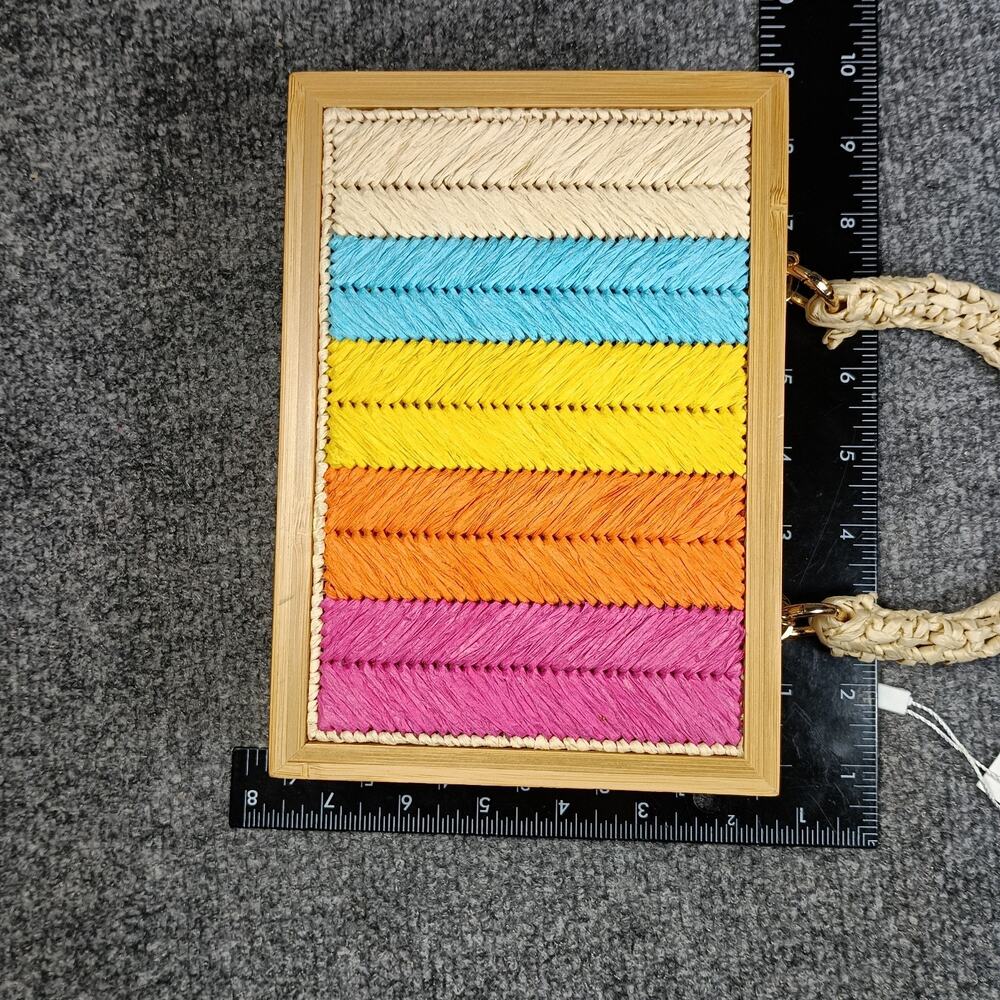 Moda Luxe Box Purse Women Rainbow Wooden Top Handle Crossbody Bag - Picture 3 of 11